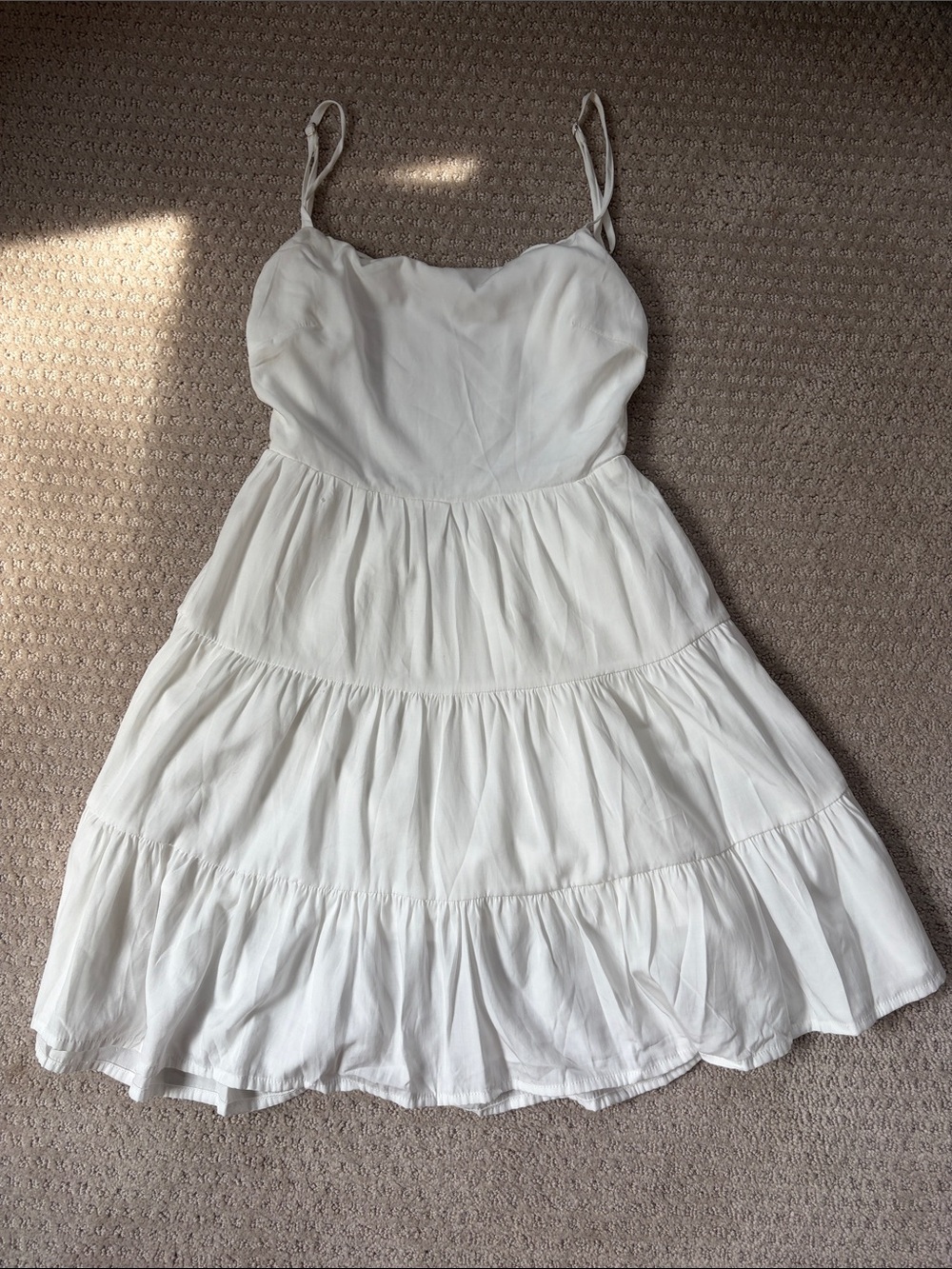 Princess Polly Cream Tiered Spaghetti Strap Dress
